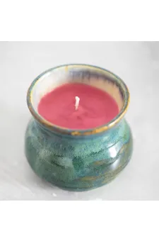 Świeca w naczyniu ceramicznym - turkusowa