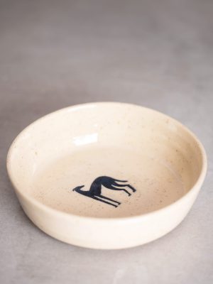 Ceramiczna miska dla psa z chartem - beżowa 600 ml